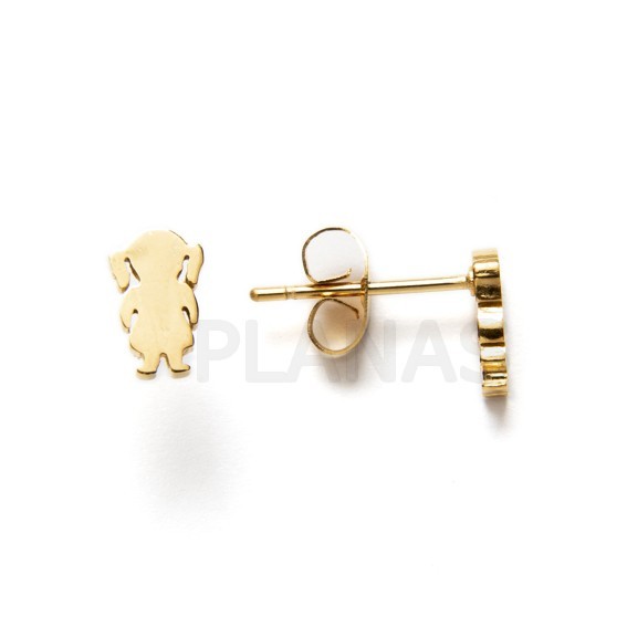 Pendientes en Acero Inoxidable y baño Oro.NIÑA.