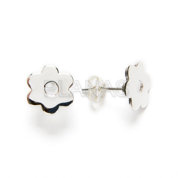 Pendientes Flor en Plata de Ley.