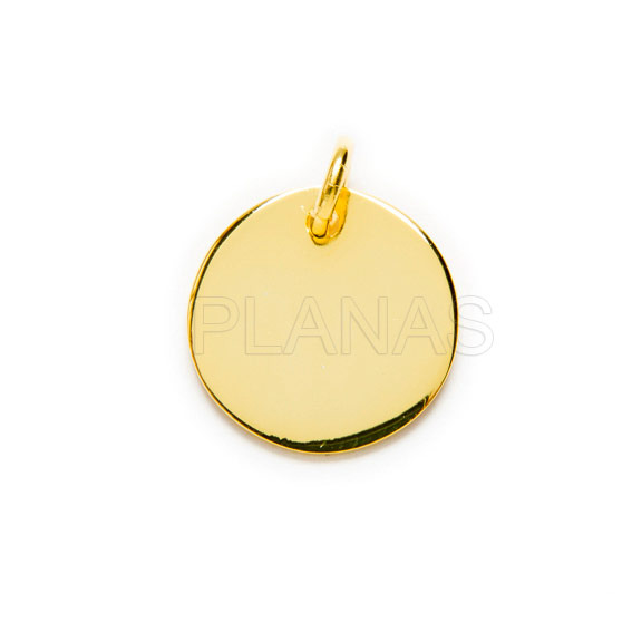 Placa em prata de lei e banho de ouro 12mm.