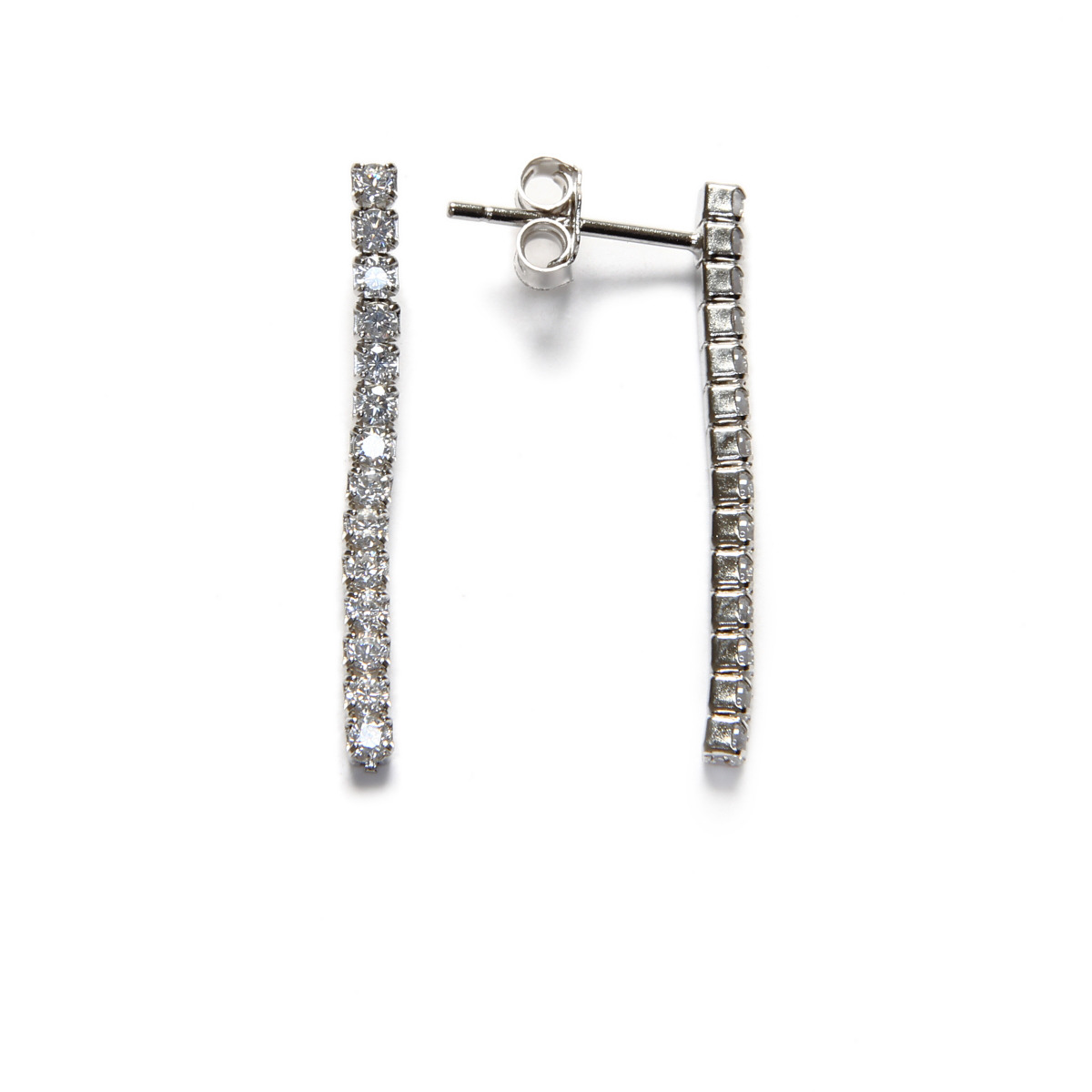 Rhodium plated sterling silver and white zirconia earrings.