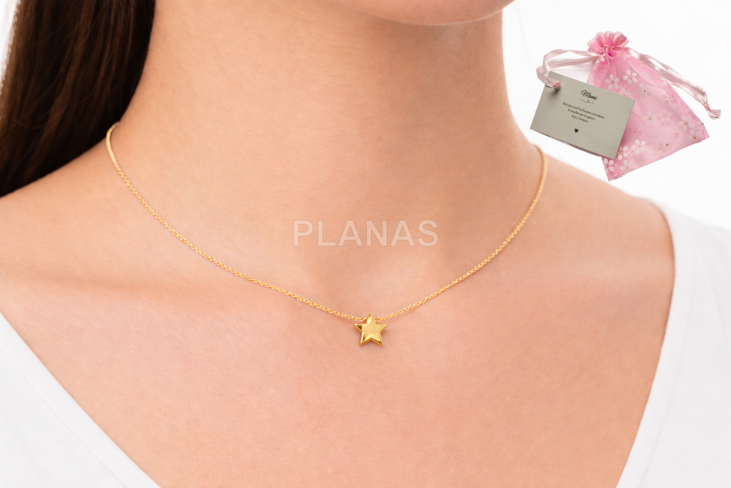 Sterling silver necklace ródio, luna inverso