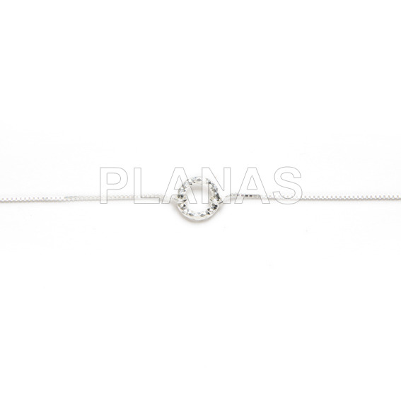 Pulsera en plata de ley Diamantada, CIRCULO DE LA VIDA.10mm.