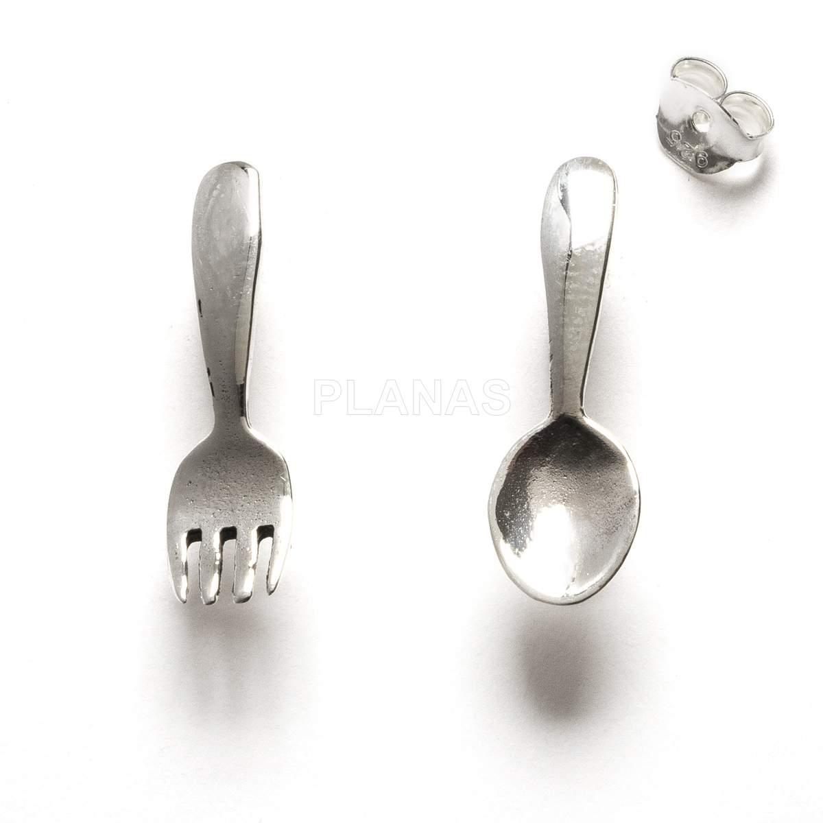 Pendientes en Plata de ley.CUCHARA Y TENEDOR.