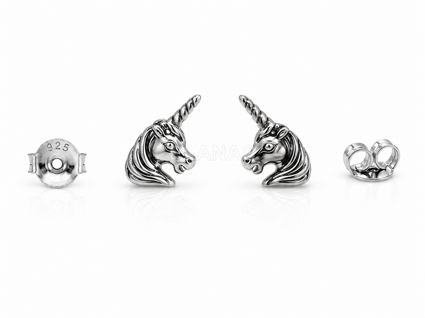 Pendientes en Plata de ley.UNICORNIO.