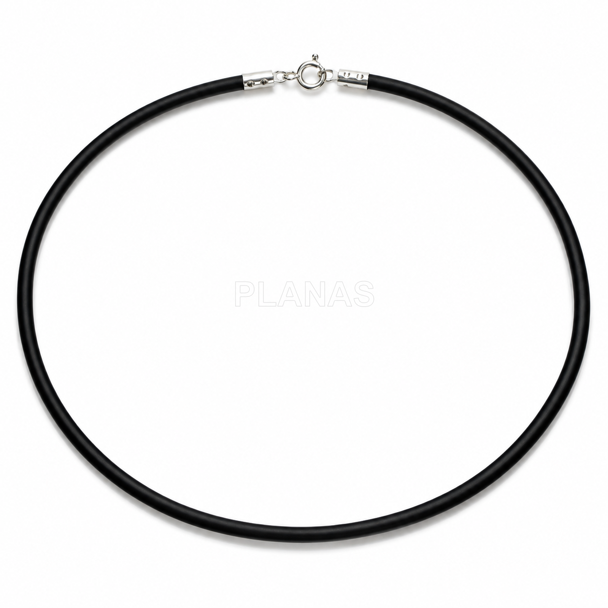 Pack de 5 unidades de Gargantillas de caucho 3mm y plata de ley. Color Negro. Diferentes medidas.
