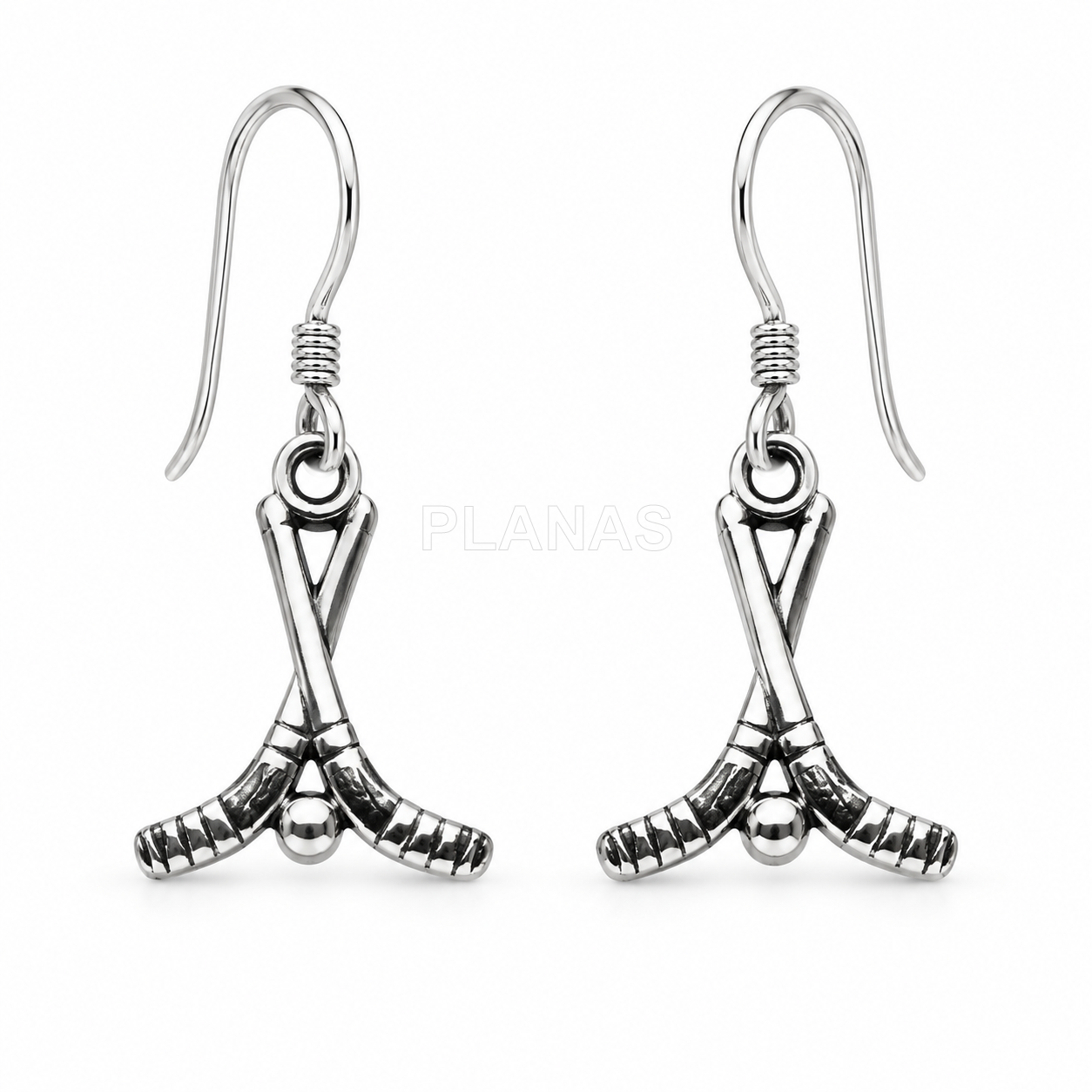 Pendientes y Colgante en Plata de ley. STICKS HOCKEY.