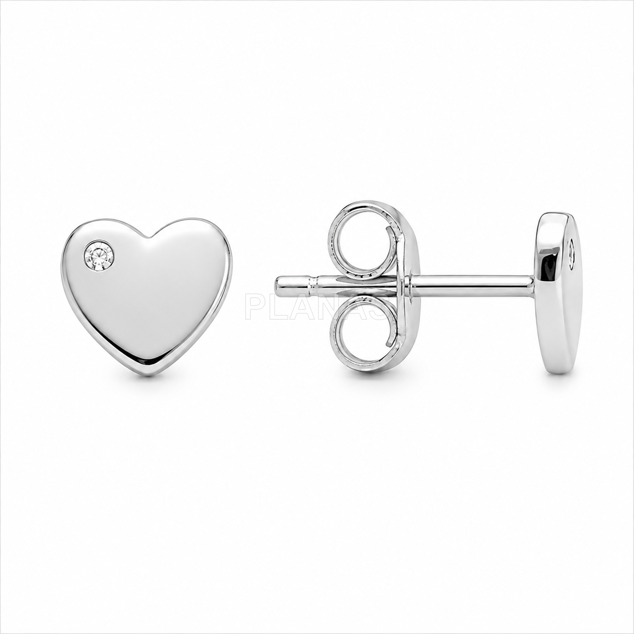 Pendientes en Plata de ley y Circonita. CORAZON.