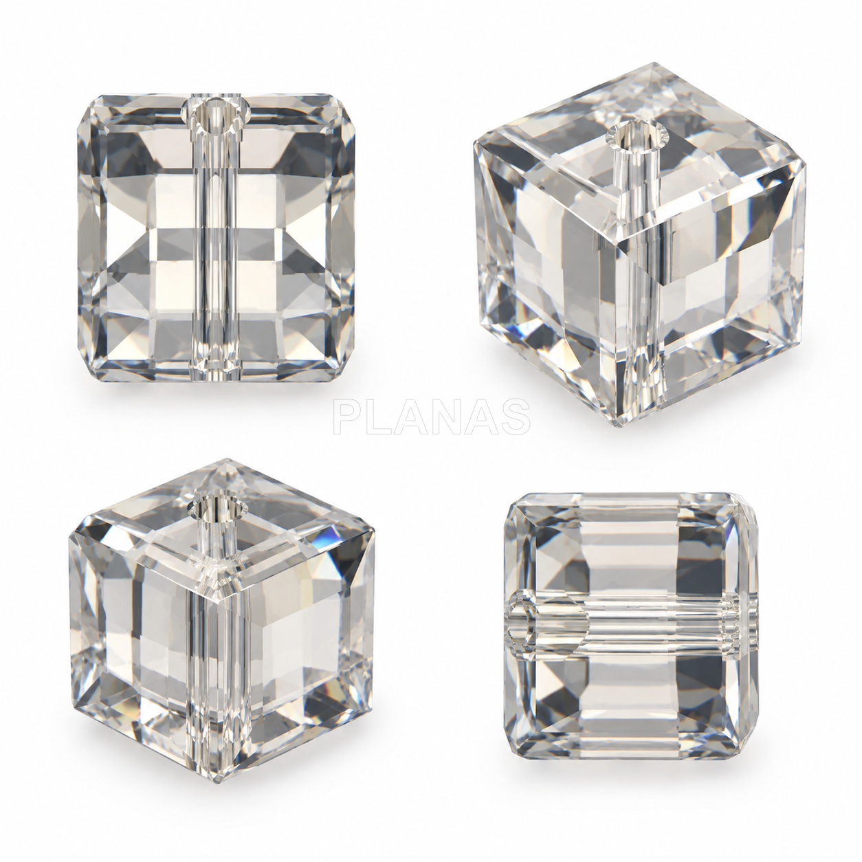 Cubo Componente Cristal Swarovski.8mm. Color Cristal.