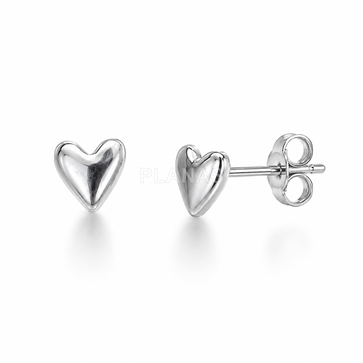 Pendientes en Plata de ley Rodiada. CORAZON.
