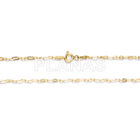 Rolo chain in sterling silver and gold bathroom, 1 mm.