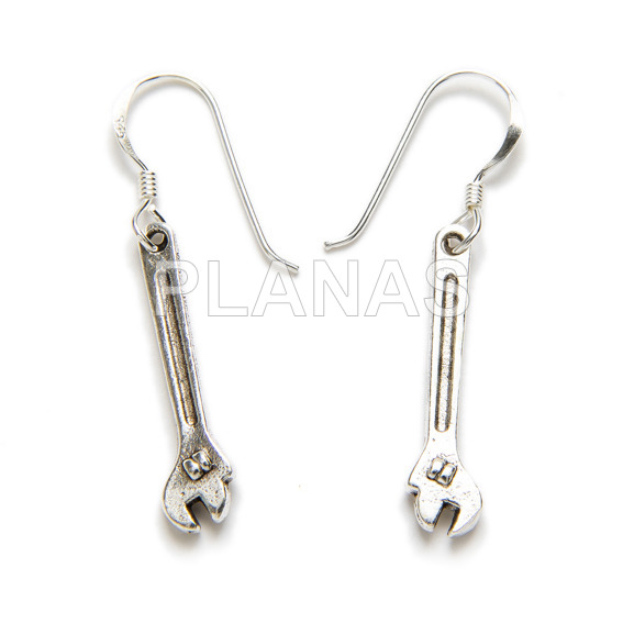 Pendientes en Plata de Ley.LLAVE INGLESA.