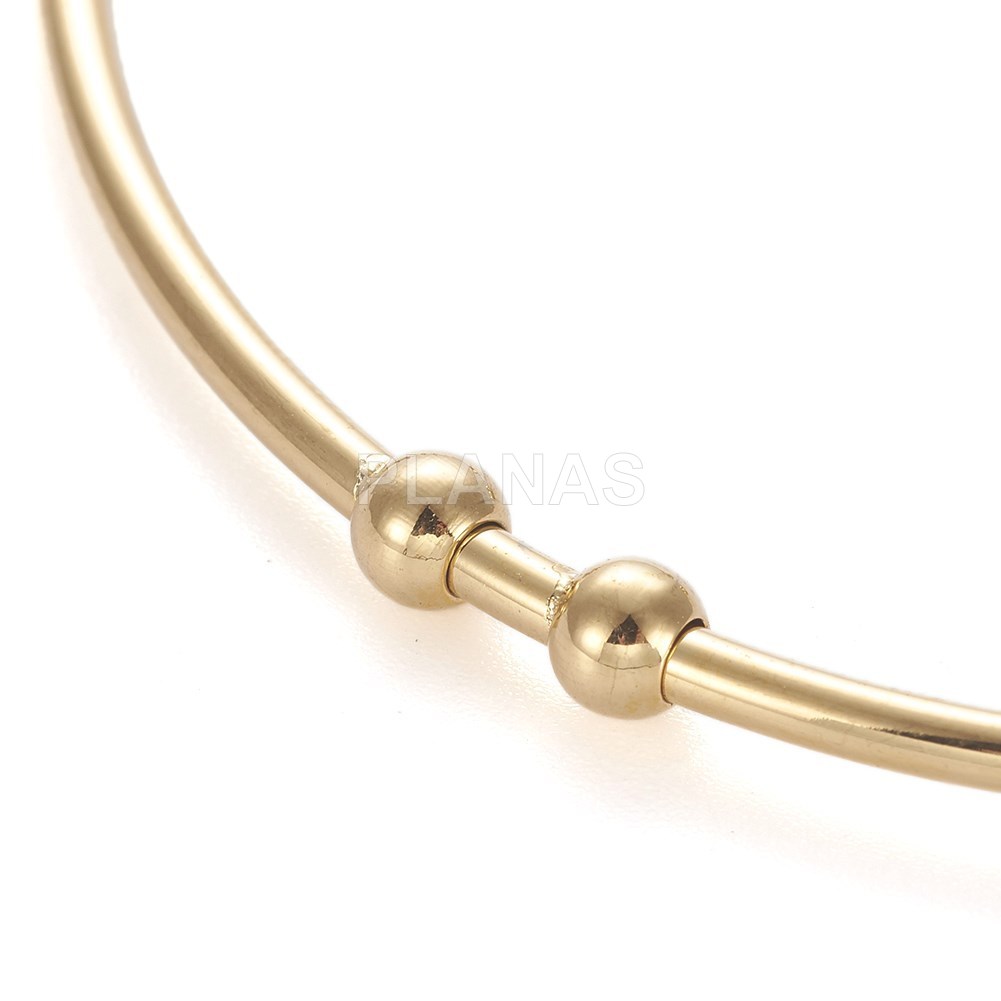 Pulsera Rigida en Acero Inoxidable y Baño Oro. 