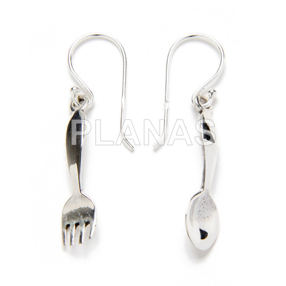 Pendientes en Plata de Ley.CUCHARA Y TENEDOR.