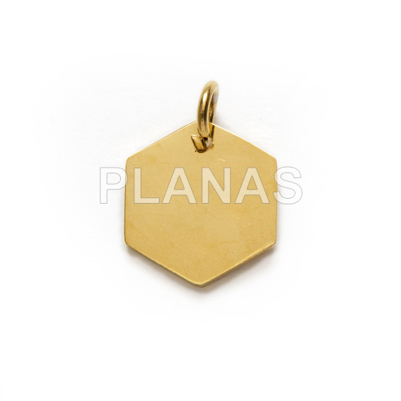 Mini Colgante de Acero Inoxidable y Baño Oro.HEXAGONO.