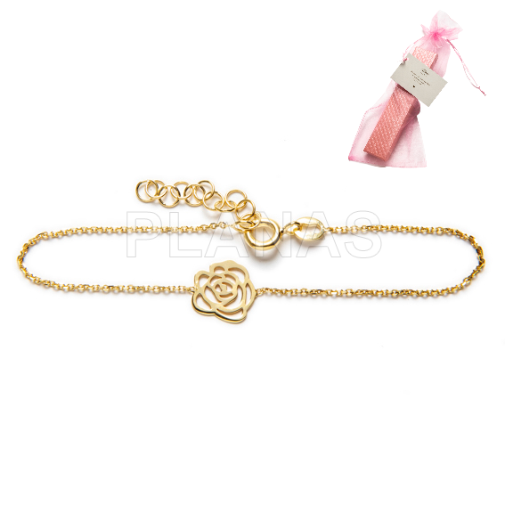 Pulseira em prata de lei. rosa.