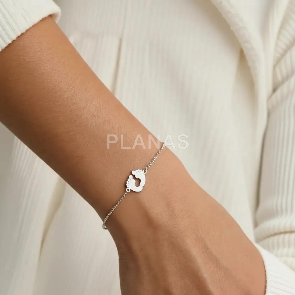 Pulseira em prata de lei rodiada.simbolo mujer.