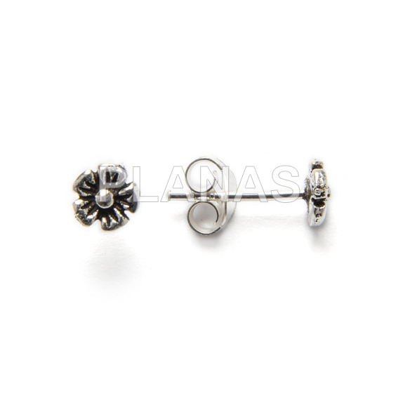 Pendientes en Plata de ley.FLOR.