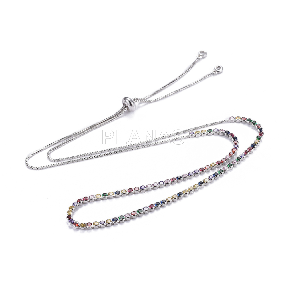 Collar en Acero Inoxidable 304 y Circonitas de Colores con cierre corredero.