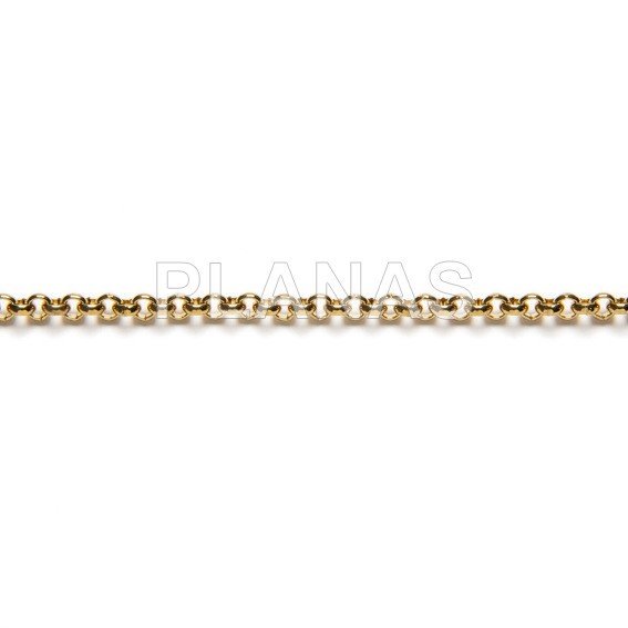 1 metro de cadena en Acero Inoxidable y Baño Oro, Rolo de 3mm.