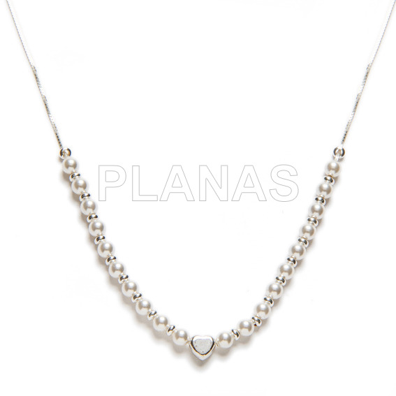 Collar en Plata de ley con Perlas de Cristal Austríaco de alta calidad de 4mm.