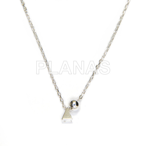 Collar con cierre corredero en Plata de Ley.BOLA Y TRIANGULO.