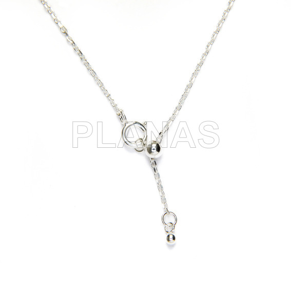 Collar con cierre corredero en Plata de Ley.BOLA Y TRIANGULO.