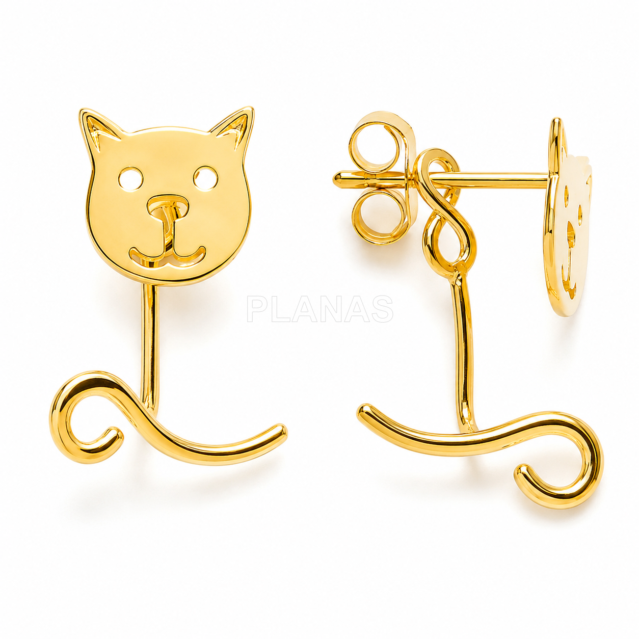 Pendientes en Plata de ley Rodiada .GATO.