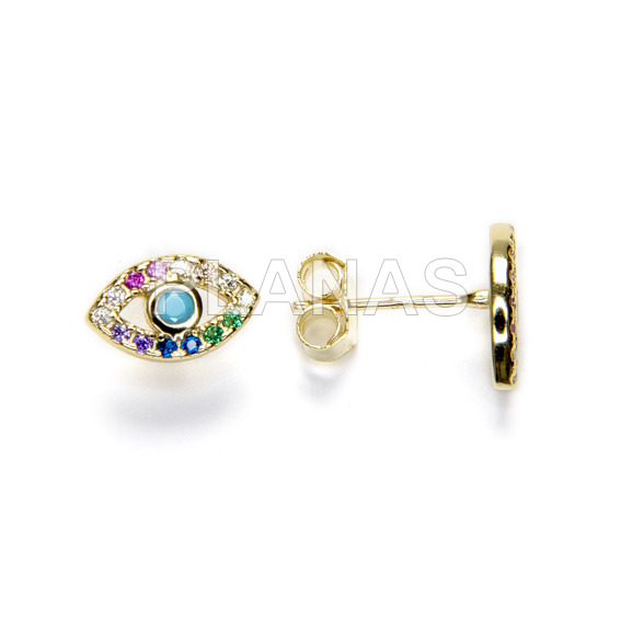 Pendientes en Plata de ley Rodiada y Circonitas de colores .OJO.