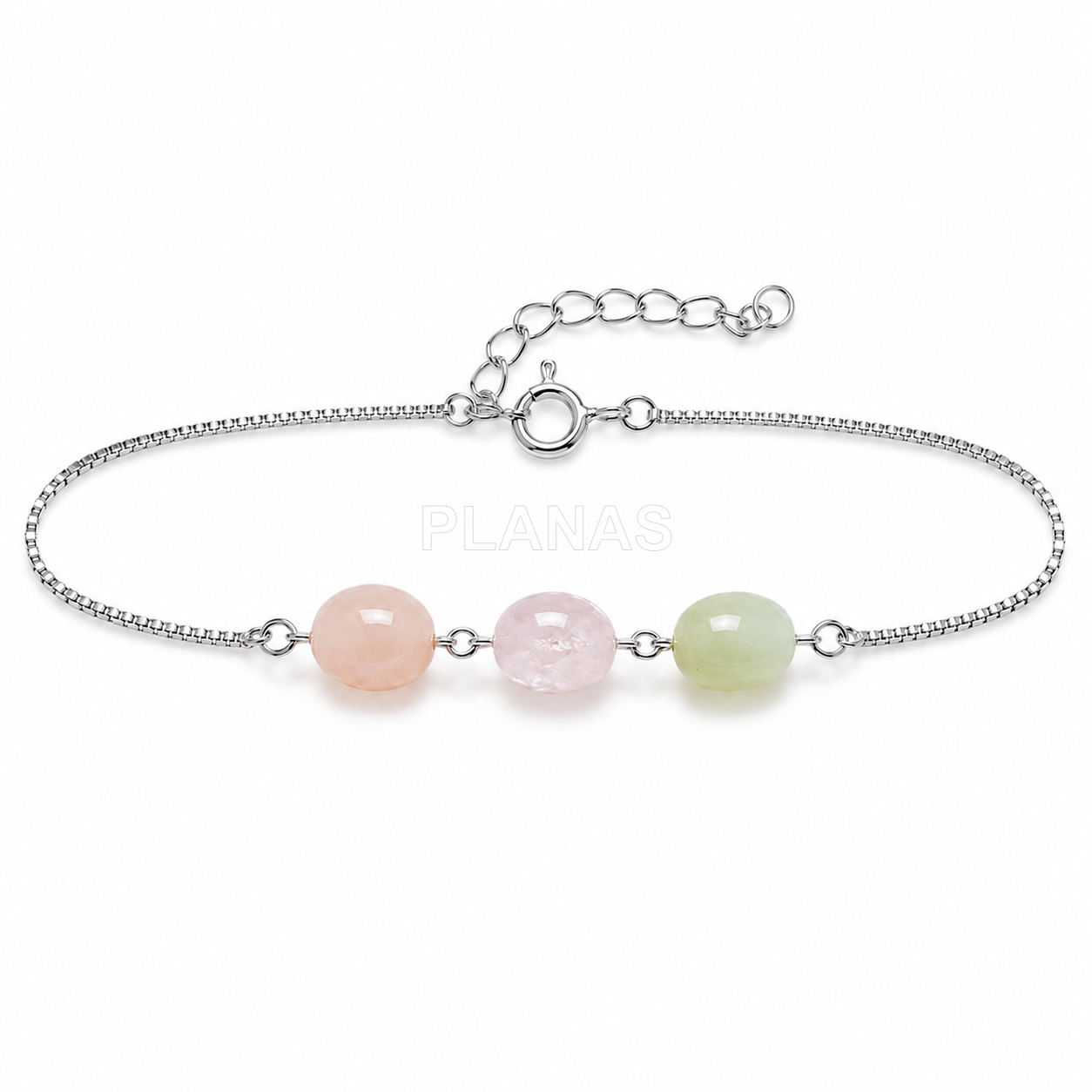 Pulseira de prata esterlina com ágatas coloridas.