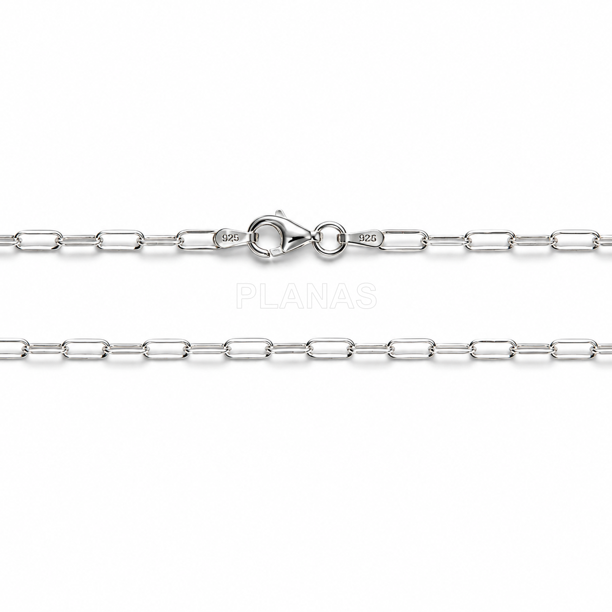 Cadena Rolo Rectangular en Plata de ley.