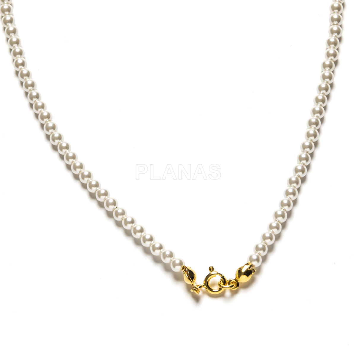 Collar en Plata de ley y perlas de gran calidad de 3mm.(Componente Cristal Austríaco de alta calidad).