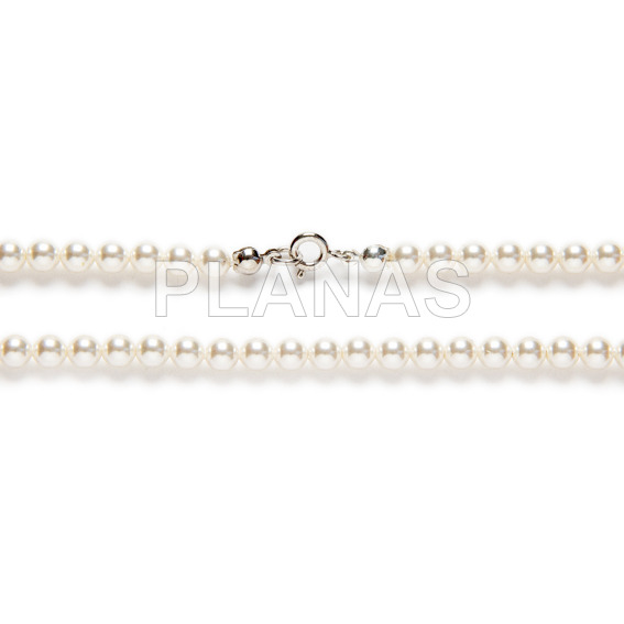 Collar en Plata de Ley Rodiada y  perlas de gran calidad de 5mm.(Componente Cristal Austríaco de alta calidad).