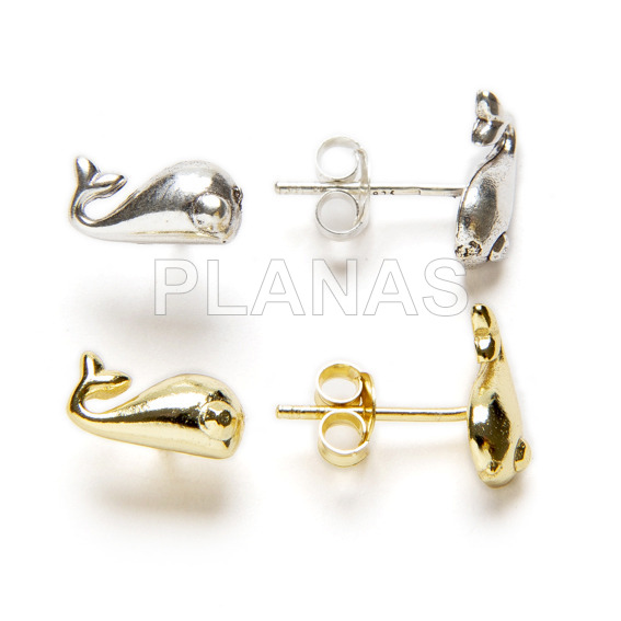 Pendientes en Plata de ley.BALLENA.