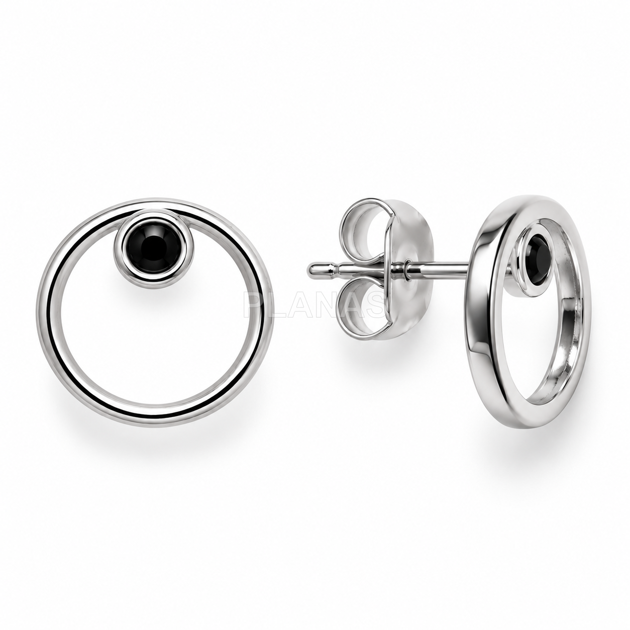 Pendientes en Plata de ley rodiada con esmalte Negro. 