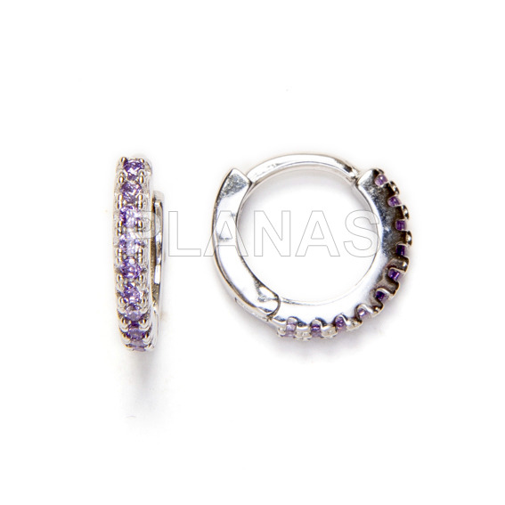 Aros en Plata de Ley Rodiada y Circonitas Tanzanite.10mm.