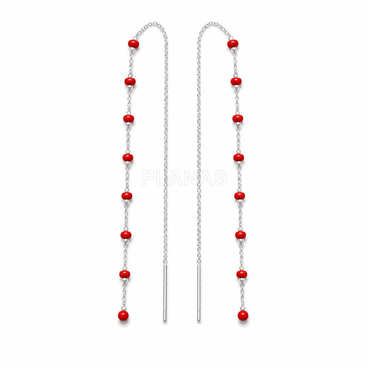 Pendientes en Plata de Ley con bolitas esmaltadas. 