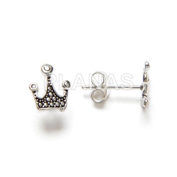 Pendientes en Plata de ley.CORONA.