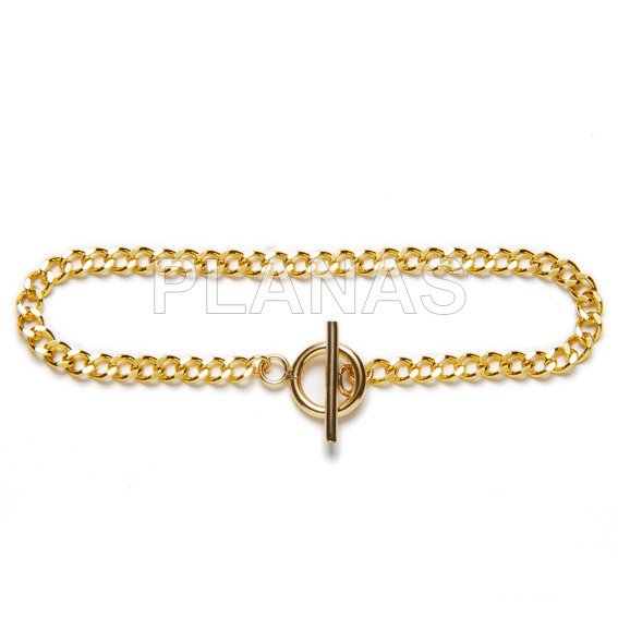 Pulsera en Latón y Cierre en Acero Inoxidable 304 Baño Oro.