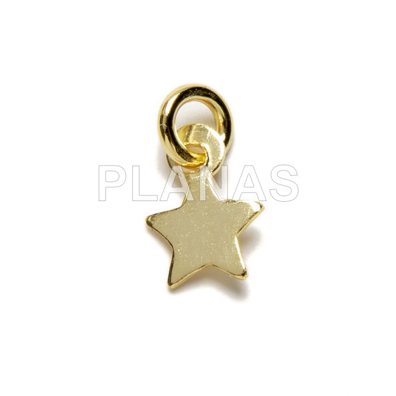 Mini Estrella en Plata de Ley  y baño de oro 7mm.