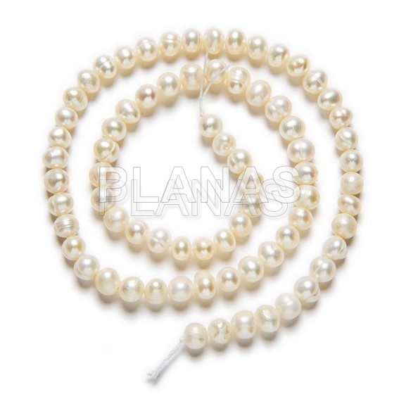 Tiras de Perlas Cultivadas de 6-6,5mm.