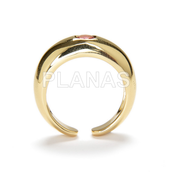 Anillo Abierto en Latón y Baño Oro, color Negro.
