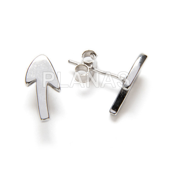 Rhodium-plated sterling silver earrings. arrow.