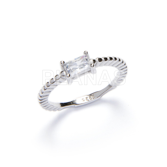 Anillo en Plata de Ley Rodiada y Circonitas Blancas.  