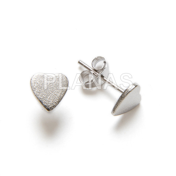 Pendientes Maté en Plata de Ley.CORAZÓN.  