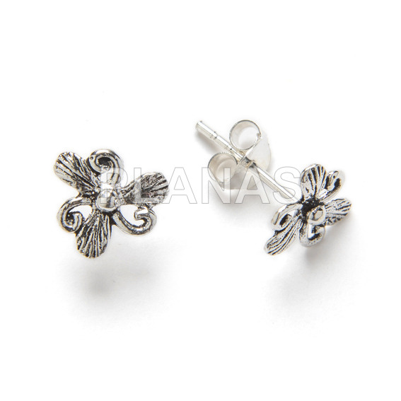 Pendientes en Plata de ley.FLOR.