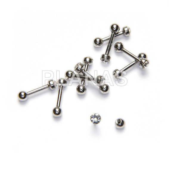 Pack de 10 unidades de Piercing color blanco en Acero Inoxidable. 