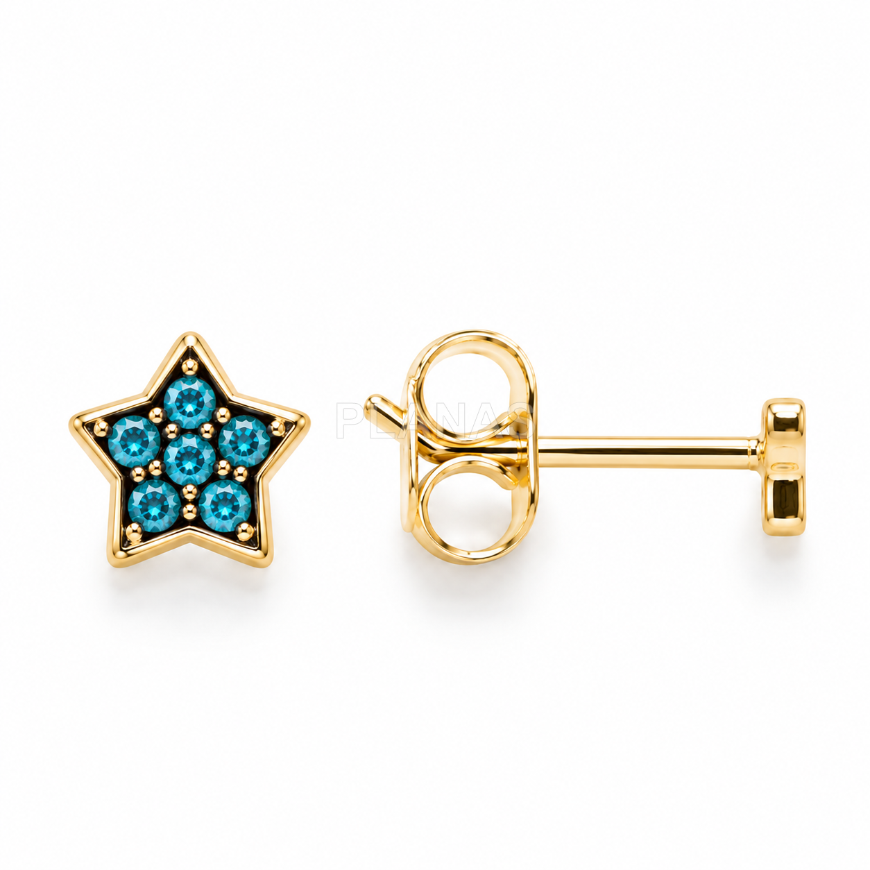 Brincos em prata de lei e banhados a ouro com zircônia cúbica.star.