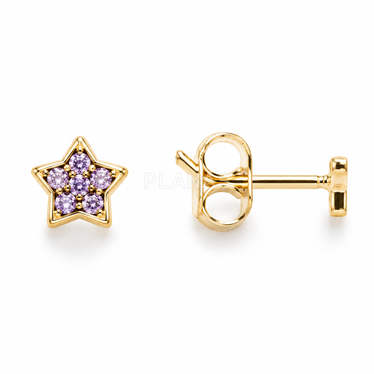 Brincos em prata de lei e banhados a ouro com zircônia cúbica.star.
