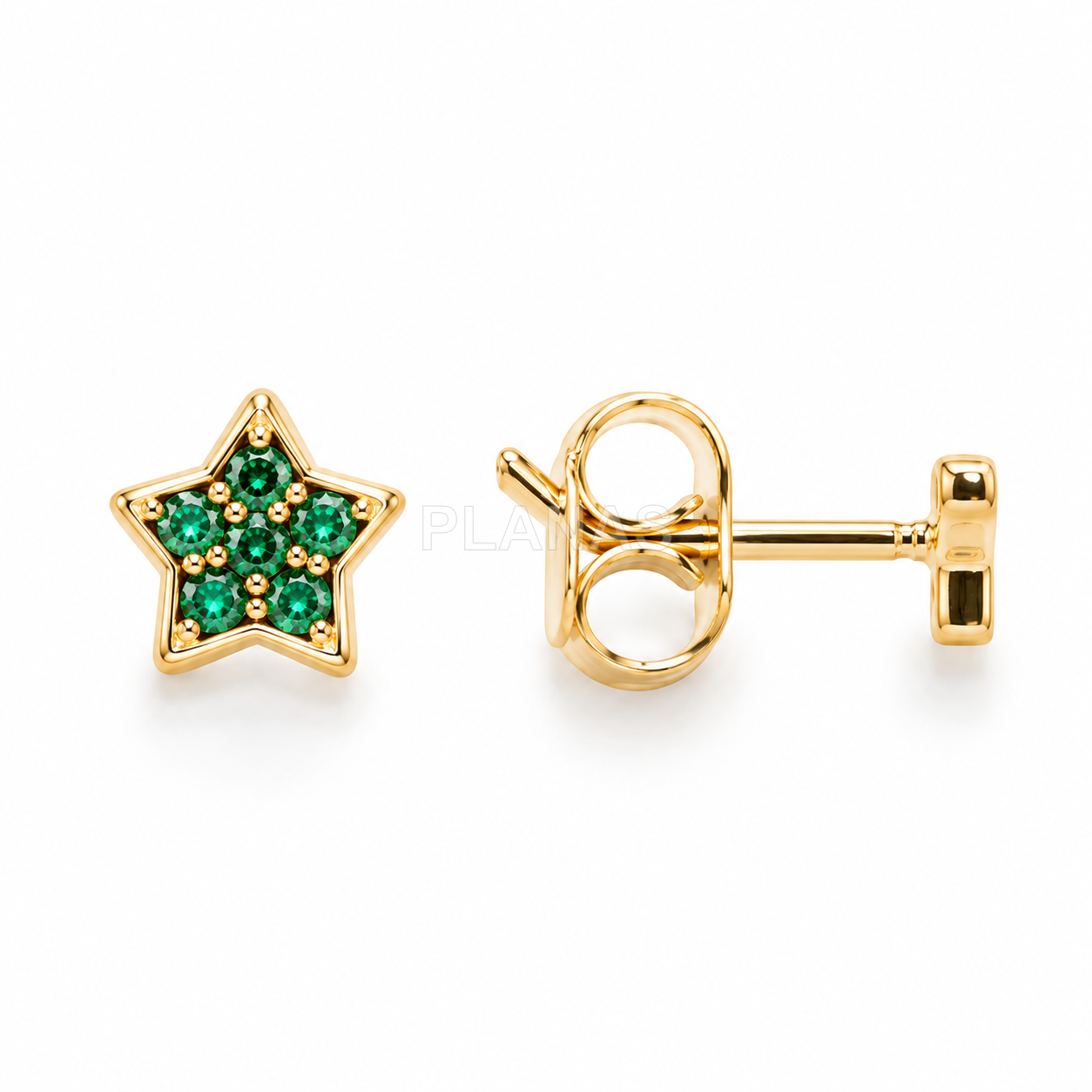 Brincos em prata de lei e banhados a ouro com zircônia cúbica.star.