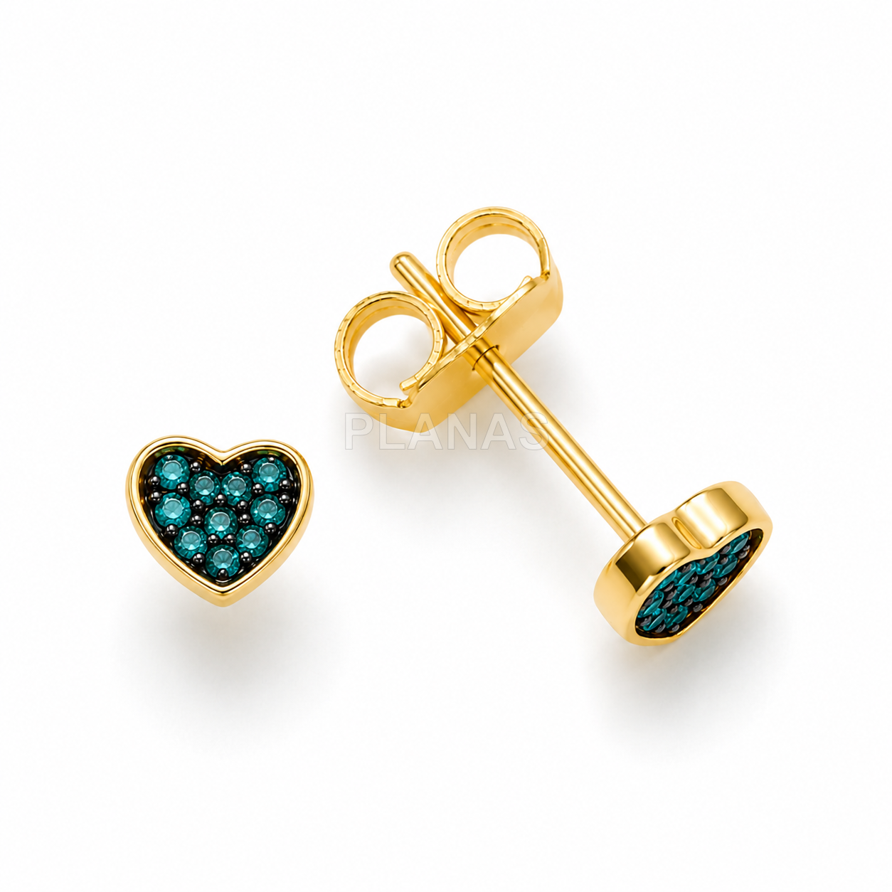Pendientes en Plata de ley y Baño Oro con Circonitas.CORAZÓN.